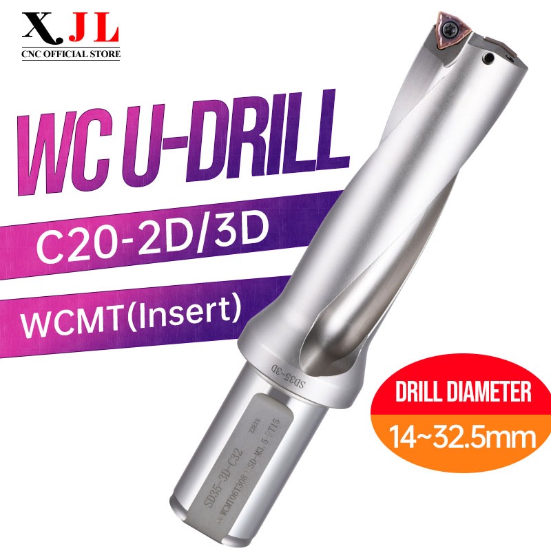XJL WC U Drill C20-Shank U เจาะความเร็วสูงเจาะโลหะแทรกสว่าน 14 มม.-32.5 มม.ความลึก 2D 3D Indexable U เจาะ CNC ตัดเครื่องมือ ราคา ถูกที่สุด ดีลบีเคเค รูปภาพหลัก