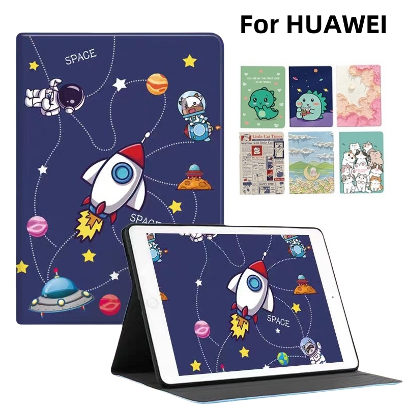 Huawei MatePad T10s 10.1 "T10 9.7 Matepad SE 11 "Mate T5 10.4 แท็บเล็ตพีซีฝาครอบป้องกัน TPU ทาสีหนังซิลิโคนอ่อนนุ่มพลิกวงเล็บพับได้ฝาครอบป้องกัน AGS3-L09 AGS3-W