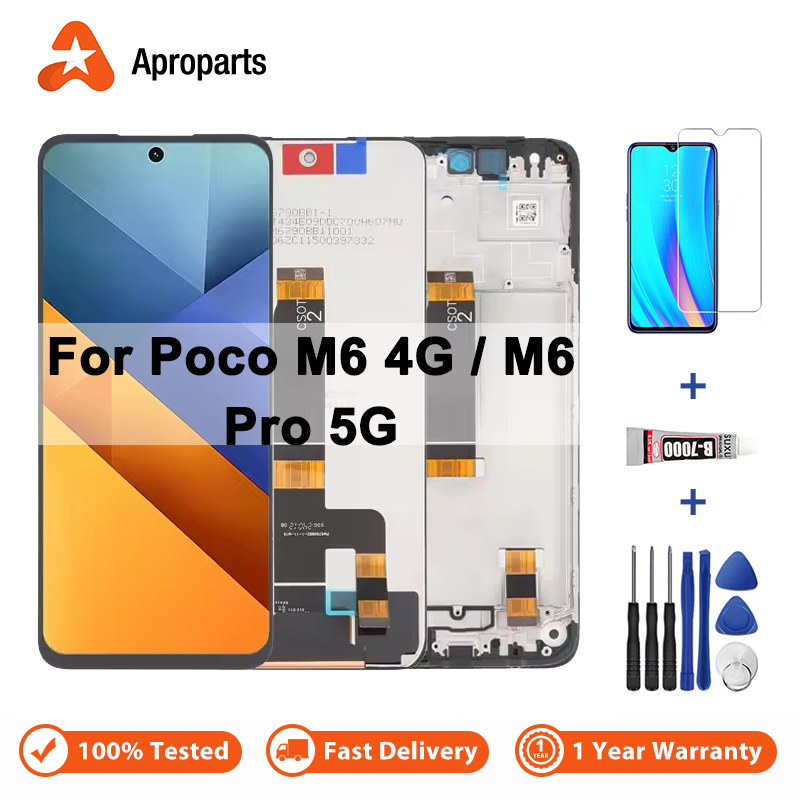 หน้าจอสำหรับ Xiaomi Redmi POCO M6 4G M6 Pro 5G จอแสดงผล LCD แผงสัมผัสชุด Digitizer