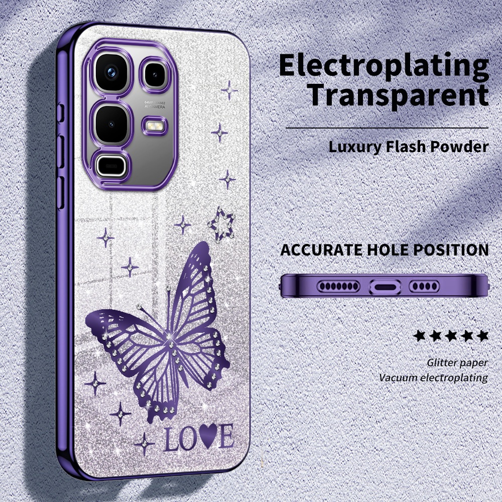 สําหรับ Infinix Note 50S X6870 กรณีหรูหราประกายคริสตัล Electroplated เคสโทรศัพท์แบบนุ่ม