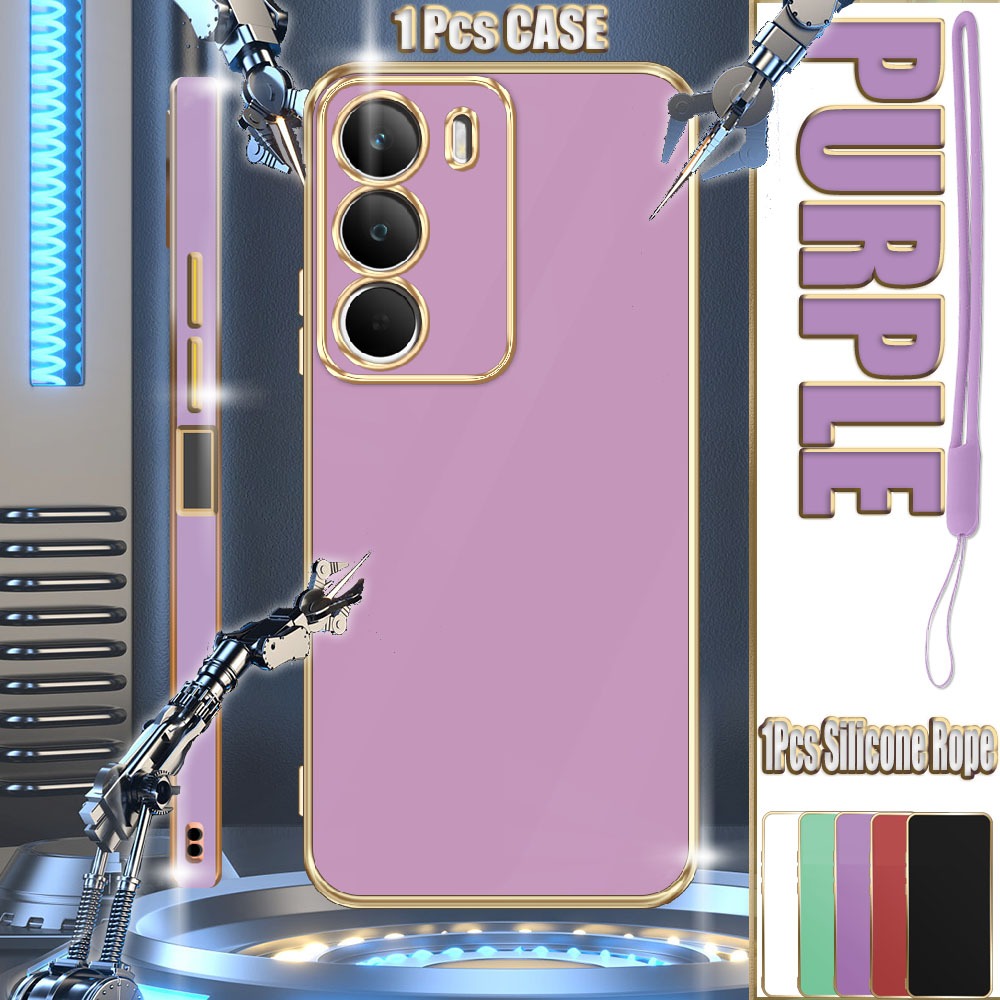 สําหรับRealme C71 C73 RMX5303 เคสElectroplatedพร้อมเชือกซิลิโคน