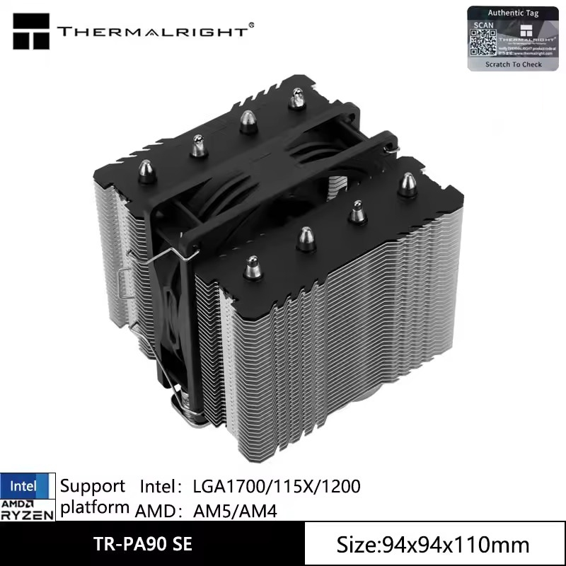 Thermalright TR-PA90 SE 4 ท่อความร้อนทาวเวอร์คู่ระบายความร้อนด้วยอากาศระบายความร้อนด้วยอากาศเหมาะสํา