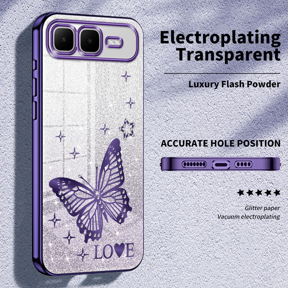 สําหรับ Infinix Smart 10 Plus X6725B X6725C กรณีหรูหราประกายคริสตัล Electroplated เคสโทรศัพท์นุ่ม