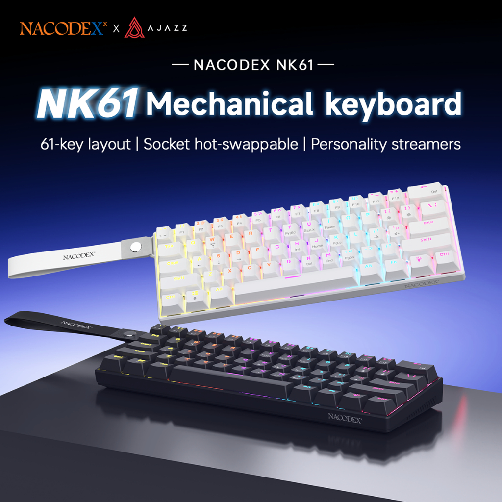 AJAZZ NK61 คีย์บอร์ดแบบมีสาย 61KEYS RGB แบ็คไลท์ร้อนเกมที่กําหนดเอง