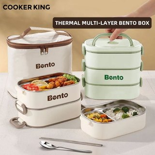 COOKER KING Thermal Multi-Layer Bento Box Stainless Steel Lunch Box Set With Bag Insulated Meal Box