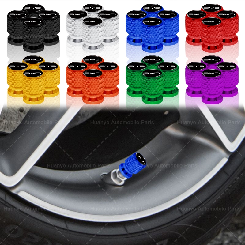 4pcs อลูมิเนียมยางรถ Anti-leak หมวกเกลียวรถวาล์วสําหรับ BYD Atto 3 หยวน Plus F3 E6 F0 G3 I3 Ea1 เพลง