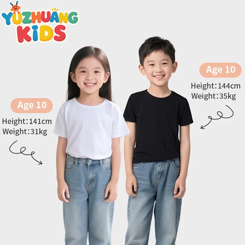 [24H SHIP OUT]3-13Y สีทึบ T เสื้อวัยรุ่นผ้าฝ้ายสบายดูดซับเหงื่อแขนสั้นเสื้อยืด