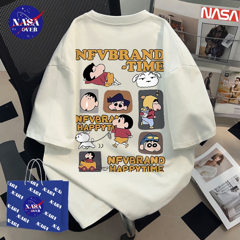 【พร้อมส่ง】🔥NASA ทรงโอเวอร์ไซส์ เสื้อ ผ้าฝ้ายแท้100% แขนสั้น ลายพาเที่ยวหมา🐕‍🦺เสื้อยืด ใส่ได้ทั้งชายหญิงYG1059