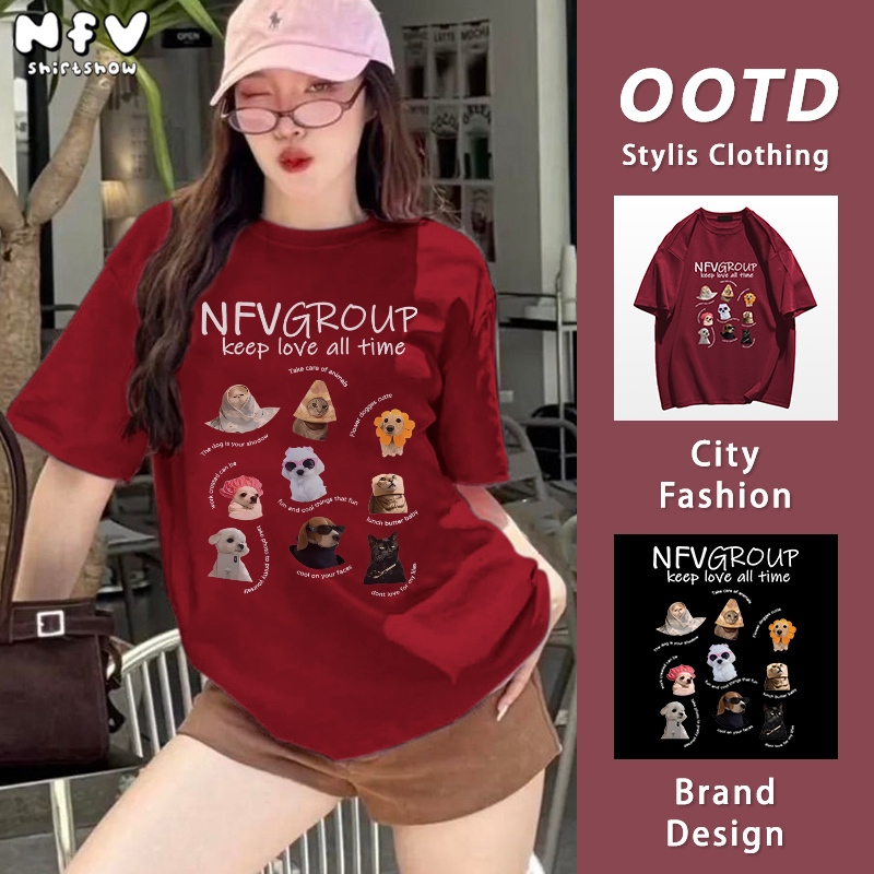 NFV พร้อมส่ง✨ลายสัตว์พิมพ์ลาย เสื้อยืดผู้หญิงoversized ผ้าคอตตอน 100% เกรดพรีเมี่ยม ใส่สบาย YG122 ราคา ถูกที่สุด ดีลบีเคเค