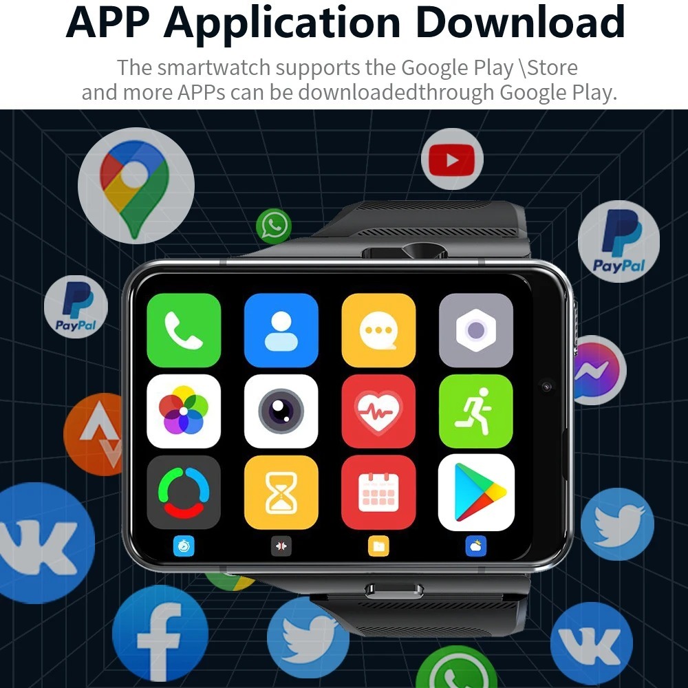 ใหม่ S999 สมาร์ทวอท์ช 4G LTE MTK6761 Core 4G RAM 64G ROM GPS WIFI 2.88 นิ้วกล้องคู่ Smartwatch 2300m