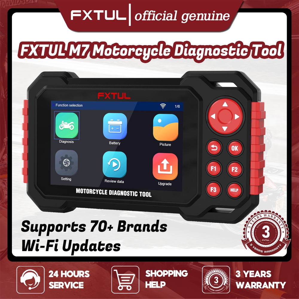 【ใหม่-รองรับ 70+ แบรนด์】เครื่องมือวินิจฉัย FXTUL M7 สำหรับจักรยานยนต์ ระบบ Fi EFI ระบบ ECU รีเซ็ตอ่าน Clear รหัส Fault ABS Bleed OBD2 เครื่องสแกนเนอร์สําหรับ Yamaha / Honda / BMW / Ducati