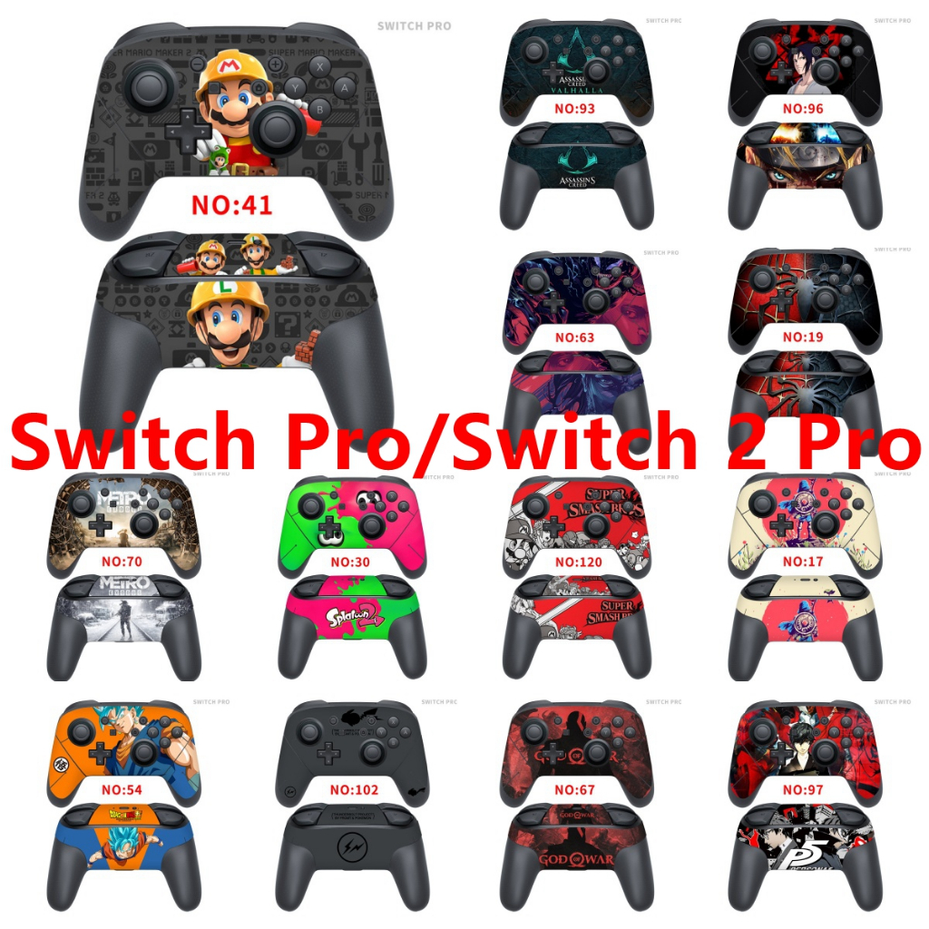 41 สีกราฟิกไวนิลผิวใช้งานร่วมกับ Nintendo Switch Pro / สวิทช์ 2 Pro Controller Decal Wrap สติกเกอร์ระยะไกลสําหรับ NS Pro / NS2 Switch2 Pro Controller1