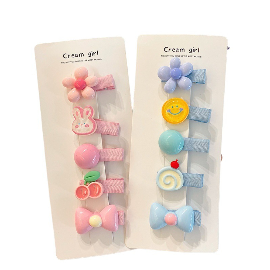 ชุดกิ๊บรูปดอกไม้และผลไม้สำหรับเด็กหญิง 5 ชิ้น อุปกรณ์ประดับผมขนาดเล็ก - รูปที่ 3