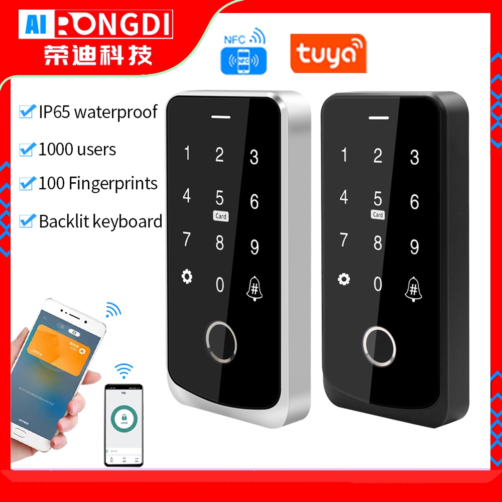 กันน้ํา NFC Bluetooth Tuya ลายนิ้วมือควบคุมการเข้าถึงคีย์บอร์ด APP รีโมทคอนโทรล RFID IC Card