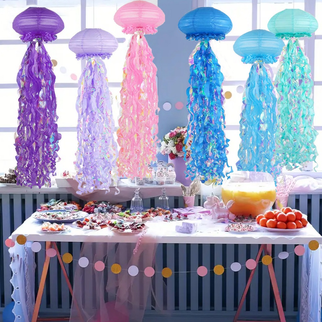 Gong Mermaid Party ตกแต่ง DIY โคมไฟแมงกะพรุน Little Mermaid Sea Party th