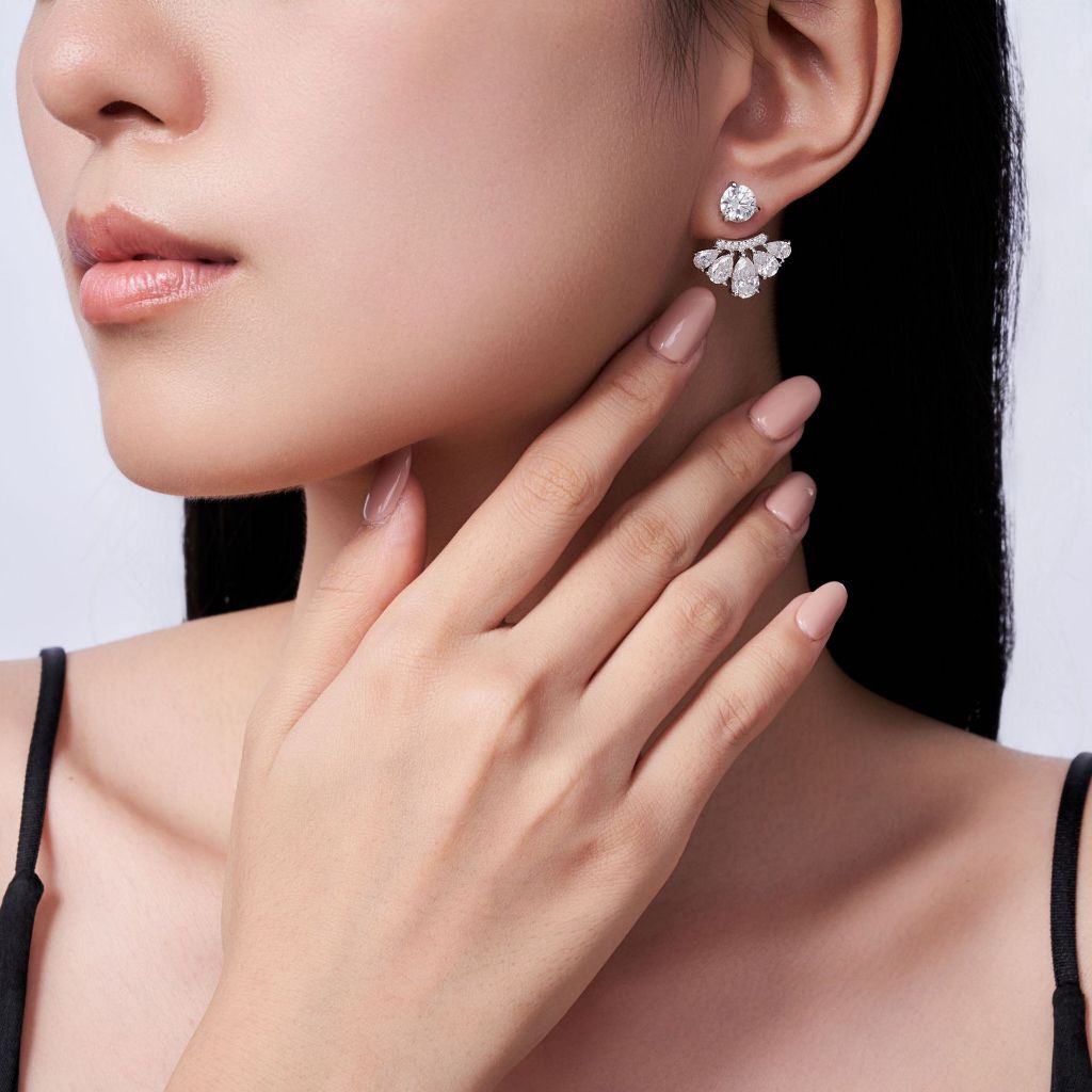 Total 7.48ct round/pear moissanite diamond Dual purpose earrings