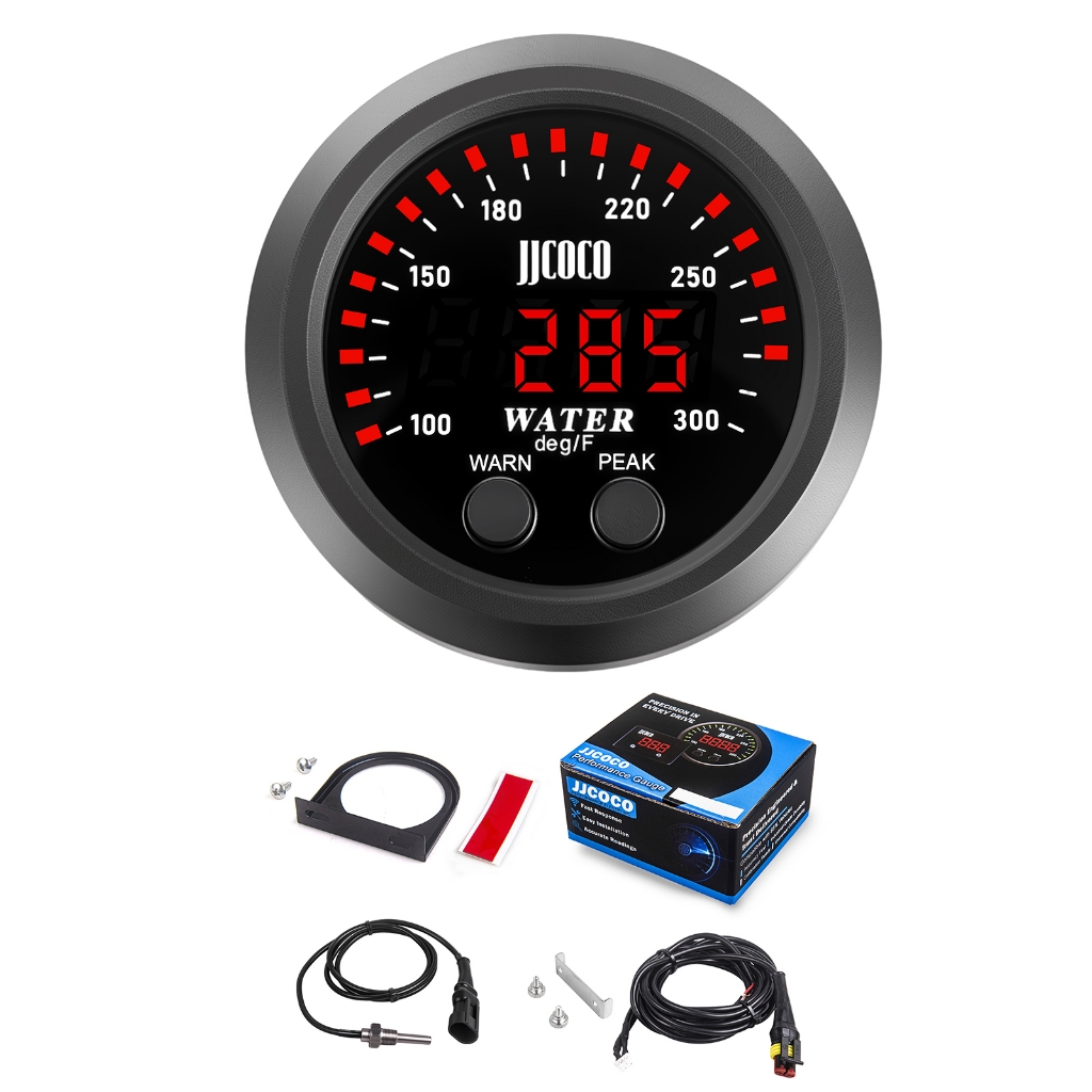 Universal 12V/24V เครื่องวัดอุณหภูมิน้ําอิเล็กทรอนิกส์ 52MM ดิจิตอล 32-300°ฉ/0-150°C เครื่องวัดอุณหภูมิน้ําบางเฉียบเซ็นเซอร์อุณหภูมิจอแสดงผล Led สีแดง/สีฟ้า/สีเขียว