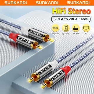 สายสัญญาณเสียง SUNKANDI 2RCA ถึง 2RCA สายชุบทองสเตอริโอชายสําหรับโฮมเธียเตอร์,เครื่องเสียงอิเล็กทรอนิกส์