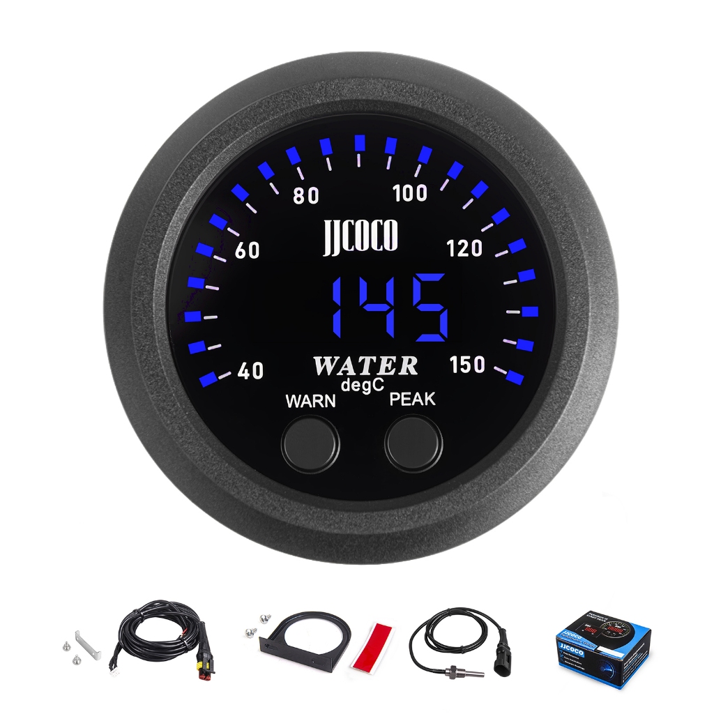 12V/24V 52MM เครื่องวัดอุณหภูมิน้ําแบบดิจิตอล 32-300°ฉ/0-150°C ด้ายยึดเซนเซอร์สีแดง/น้ําเงิน/เขียว Led 1/ 8npt