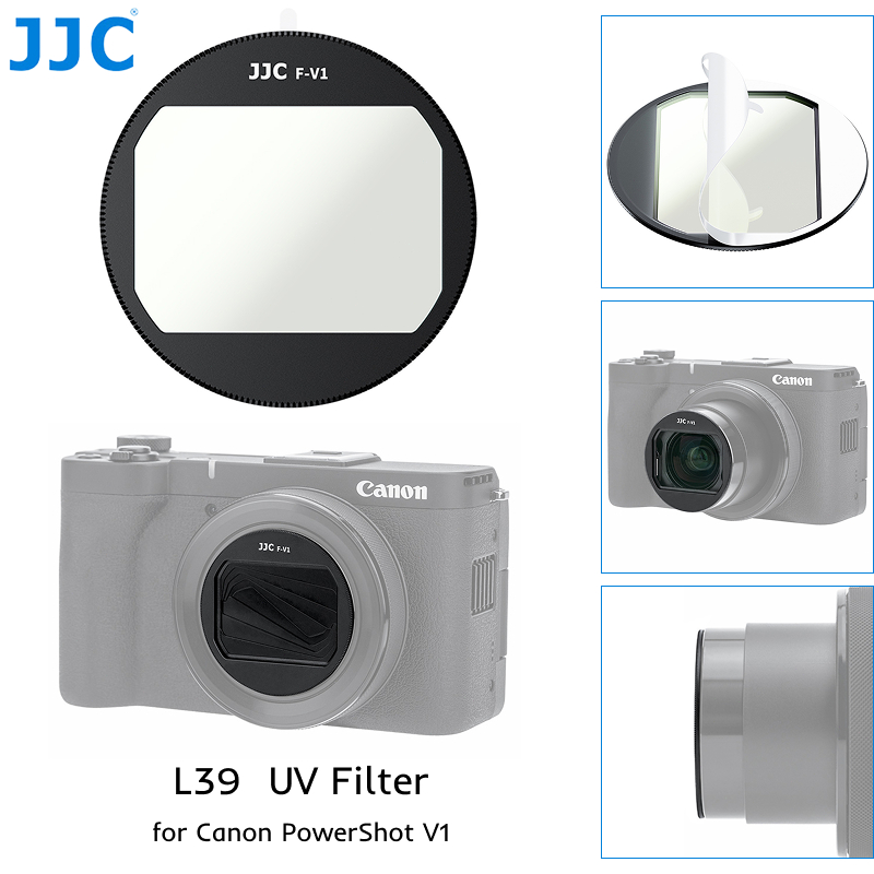 JJC ฟิลเตอร์ UV ตัวป้องกันเลนส์สําหรับกล้อง Canon PowerShot V1 ตัวกรองเคลือบบางเฉียบป้องกันรังสีอัลตราไวโอเลตป้องกันฝุ่น