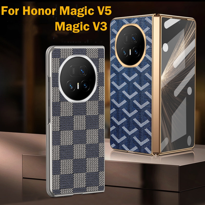 MagicV5 สําหรับ Honor Magic V5 Magic V3 Magic V2 Magic V Electroplating Retro Checkered Patternr Har
