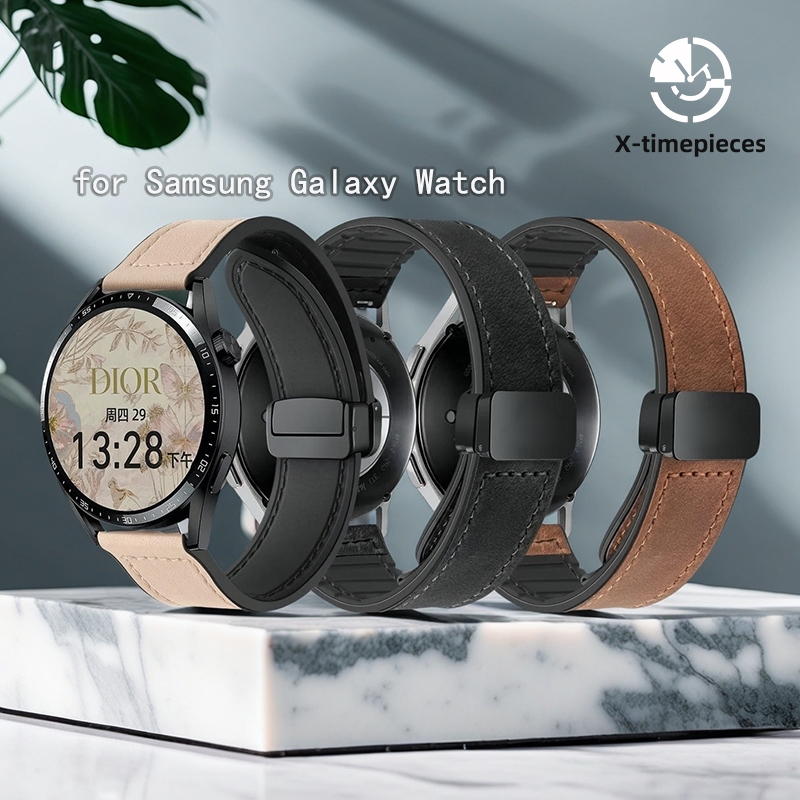 สําหรับ Samsung Galaxy Watch 9 8 7 6 5 4 3 Classic/FE/Gear Sport S2 S3 S4/Active 1 2 สาย, หนังแม่เหล็ก, ปรับความยาวได้, กีฬาและธุรกิจ, แฟชั่น