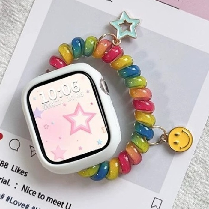 ห่วงยางยืดสายโทรศัพท์สําหรับสายนาฬิกา A-pple Series1110 Series9 87654321 Se, ultra iwatch Strap และ i Watch Case Soft i Watch Strap 38 40 41 42 44mm 45mm 46mm 49mm
