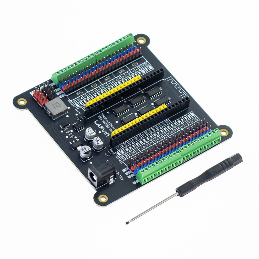 LAFVIN Breakout Board สําหรับ ESP32 ESP32-S3 WROOM, Terminal Block Shield หมวกพร้อม Pin Header, 5V 3.3V Power Outputs, GPIO