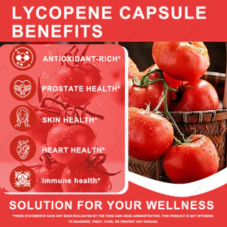 Lycopene Capsules Free Radical Scavenger 60 มก. สําหรับสารต้านอนุมูลอิสระ หัวใจ ผิว ภูมิคุ้มกัน สุขภาพ