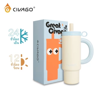 CIVAGO（36oz/1080ml）แก้วน้ําฟางสแตนเลส 316L ความจุขนาดใหญ่สูญญากาศฉนวนถ้วยติดรถยนต์
