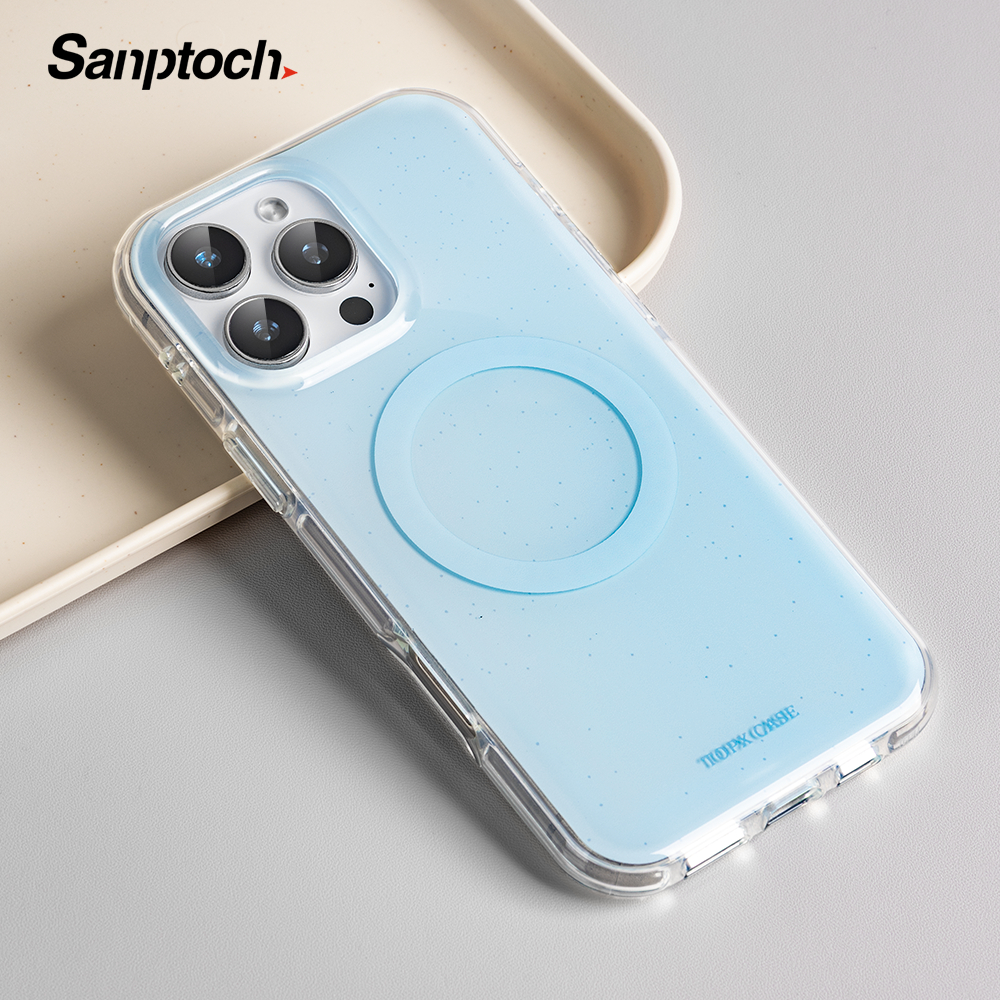 Sanptoch สําหรับแม่เหล็กน่ารักสีลูกกวาดเคสโทรศัพท์สําหรับPhone 16 15 14 13 Pro Max คริสตัลเคลือบเงาฮ