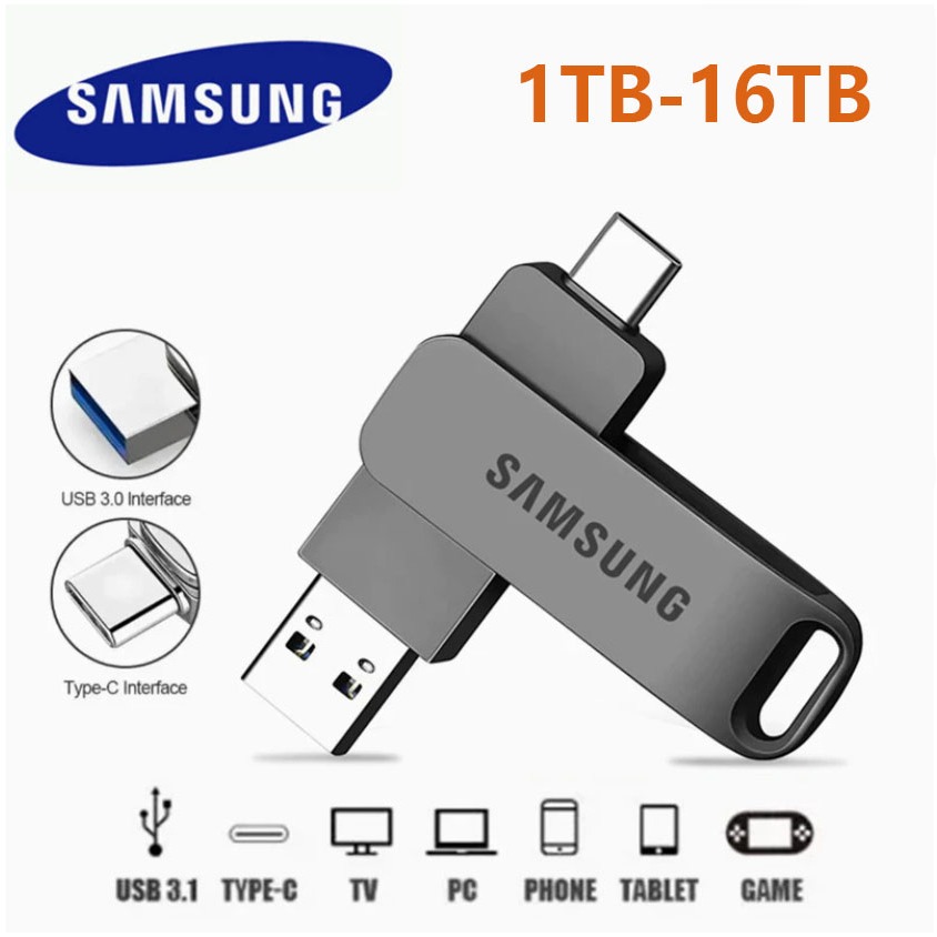 1TB 2TB 4TB 8TB 16TB 2 In 1 แฟลชไดรฟ์ความเร็วสูงโลหะ USB แฟลชไดรฟ์ Type-C U Stick แท็บเล็ตสมาร์ทโฟน