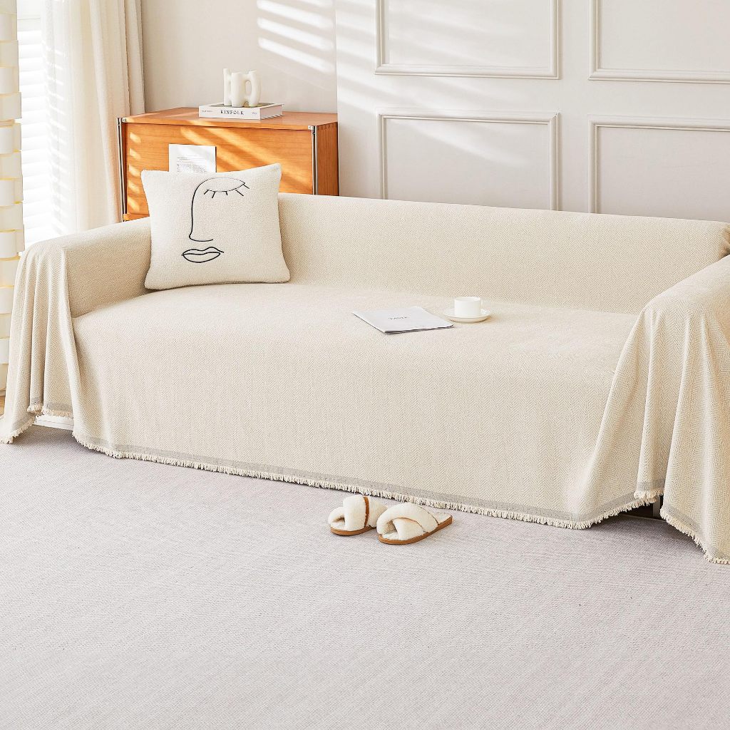 ผ้าคลุมโซฟาตัวแอล ป้องกันรอยขีดข่วน ผ้าเชนิลล์ อเนกประสงค์ป้องกันการ ผ้าคลุมเฟอร์นิเจอร์ 2 และ 3 ที่นั่ง ผ้าปูโซฟา ข่วนแมว ผ้าโบโฮ ซักทำความสะอาดได้ สไตล์โมเดิร์น ผ้าคุมโซฟา