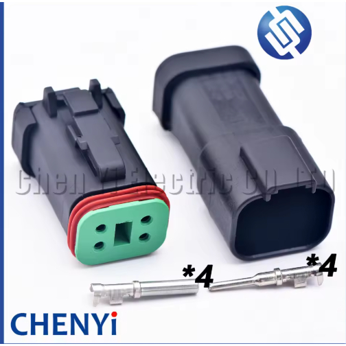 4 Pin สีดํา DT series Connector ปลั๊กกันน้ําซ็อกเก็ต DT06-4S DT04-4P DT06-4S-E005 DT04-4P-E005 สําหร