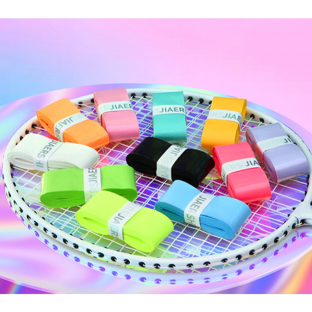 เทปพันด้ามจับไม้เทนนิส แบดมินตัน กันลื่น ดูดซับเหงื่อ สีแคนดี้ พร้อมกาว และกาว สําหรับพันคันเบ็ดตกปลา - รูปที่ 6