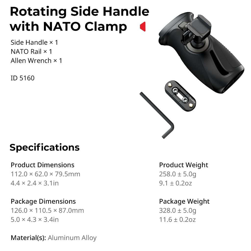 SMALLRIG ริกเล็ก ด้ามหมุนด้านข้างพร้อมสกรู 1/4