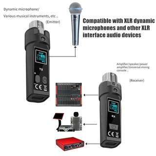 ระบบไมโครโฟนไดนามิก XLR ไร้สาย 2.4GHz พร้อมตัวรับสัญญาณเครื่องส่งสัญญาณช่วง 50 ม. สําหรับระบบกีตาร์ PA
