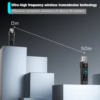 ระบบไมโครโฟนไดนามิก XLR ไร้สาย 2.4GHz พร้อมตัวรับสัญญาณเครื่องส่งสัญญาณช่วง 50 ม. สําหรับระบบกีตาร์ PA