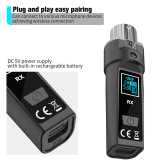 ระบบไมโครโฟนไดนามิก XLR ไร้สาย 2.4GHz พร้อมตัวรับสัญญาณเครื่องส่งสัญญาณช่วง 50 ม. สําหรับระบบกีตาร์ PA
