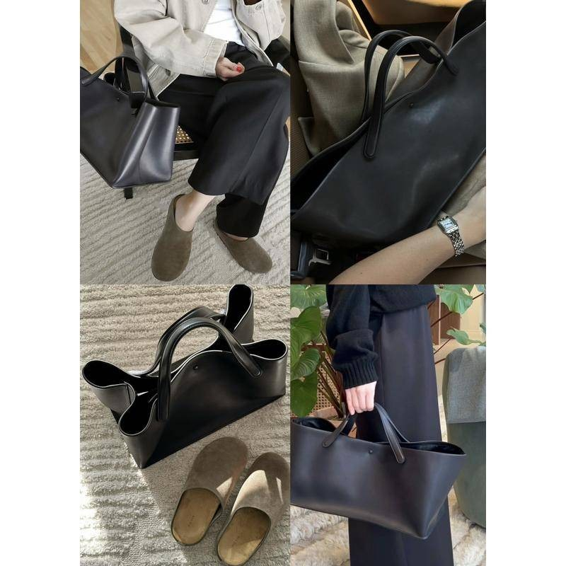 แถว ** Idaho สไตล์มินิมอลสไตล์ใหม่ Cowhide Commuter ความจุขนาดใหญ่ Tote Bag กระเป๋าถือเรียบง่ายระดับไฮเอนด์ - รูปที่ 4