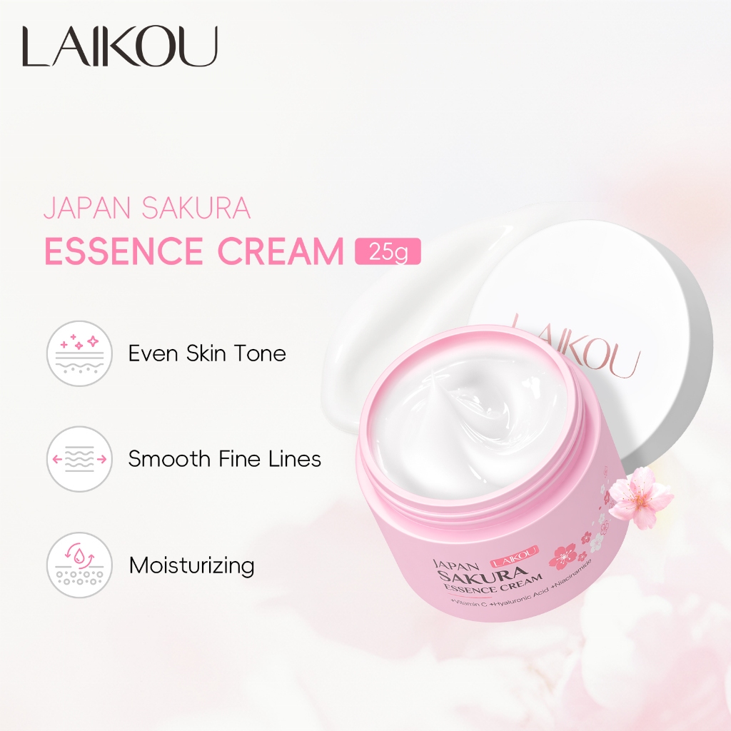 ครีมบํารุงผิวหน้า sakura ไวท์เทนนิ่งให้ความชุ่มชื้นควบคุมความมัน laikou Cherry blossoms 25 กรัม.