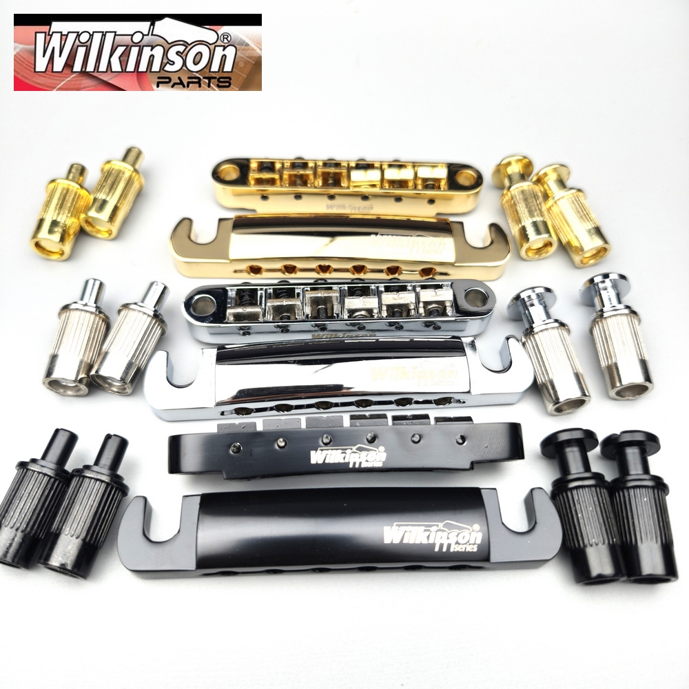 Original Wilkinson Tune-O-Matic สไตล์กีตาร์ไฟฟ้าสะพานสําหรับ Lespaul LP SG กีตาร์ WOGT1+WOGB2 Chrome Silver Black Gold