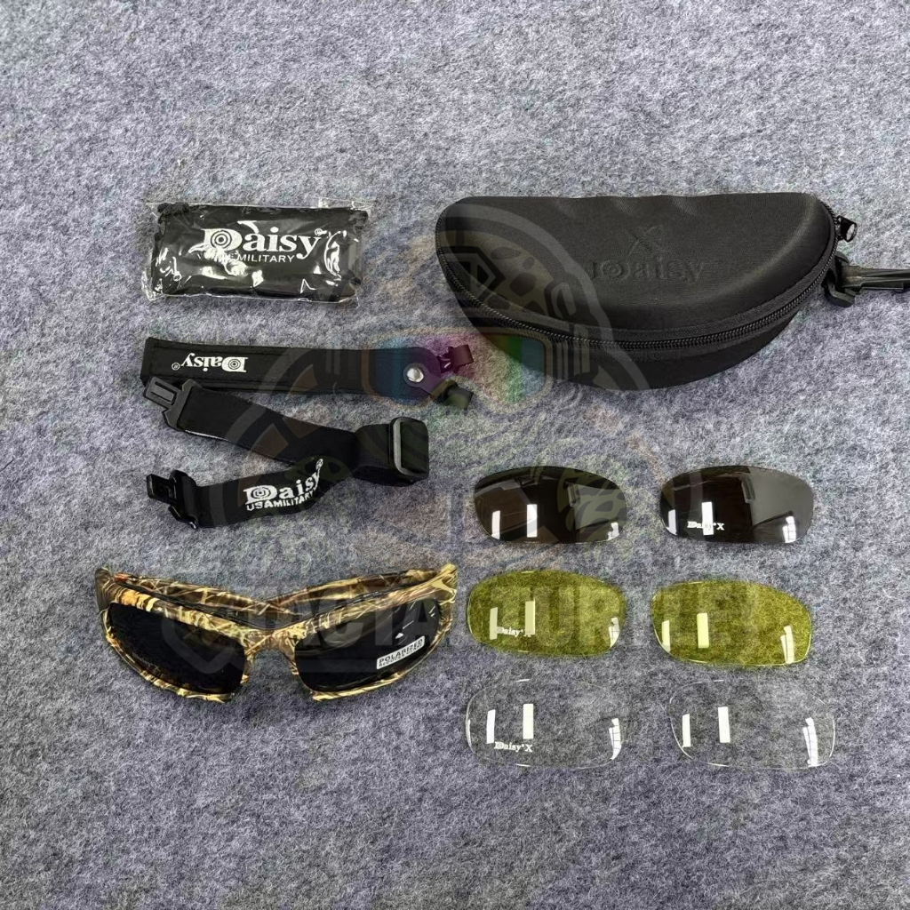 【จัดส่งด่วนภายในกรุงเทพฯ】Daisy X7 กระสุนปืนอาร์เซนอลแว่นกันแดดผู้ชายล่าปืนยิงปืนยุทธวิธีแว่นตา Gafas สีดำ 4lenses ราคา ถูกที่สุด ดีลบีเคเค แกลเลอรีภาพที่ 2