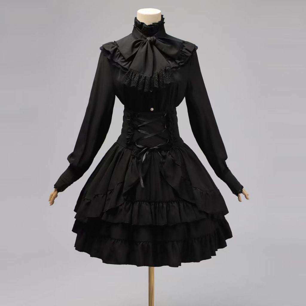 ยุค Renaissance Steampunk Gothic Lolita Dress Bow Court Short Coswear