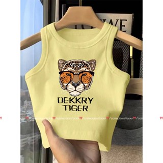 แฟชั่นเกาหลีสไตล์🎀ลายเสือใส่แว่นกันแดด ชุดหน้าร้อน เสื้อผญ เ…