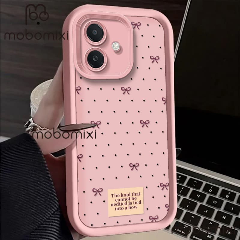 สําหรับ OPPO Reno14 F Reno14 Pro Reno13 F Reno12 F Reno11Pro Reno11 F Reno10Pro Reno8T Reno8Z Reno7Z Reno8 Reno7 Reno5 Reno4 เหมาะสําหรับ simple polka dot bow กันกระแทก TPU mobil