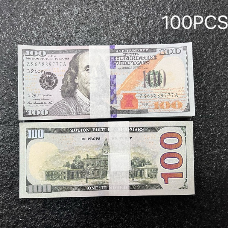 เงินพร็อพพิมพ์เต็มรูปแบบที่สมจริง 100 ชิ้น – ฝึกบิลดอลลาร์สําหรับเวทย์มนตร์ ภาพยนตร์ & เฟล็กกิ้ง ความมั่งคั่ง ข้อเสนอ