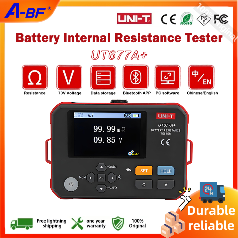 หน่วย UT677A + แบตเตอรี่มือถือเครื่องทดสอบความต้านทานภายในความต้านทานภายใน 0.00-10mΩ~3.000Ω แรงดันไฟ