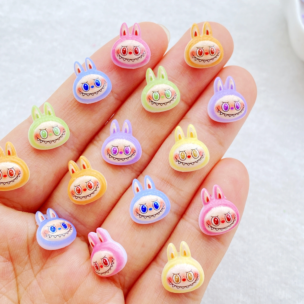 50PCS น่ารักการ์ตูนมินิที่มีสีสันสัตว์หมีหัวเล็บเรซิ่น Designer Charm DIY เล็บหัตถกรรม 3D เครื่องประดับตกแต่ง