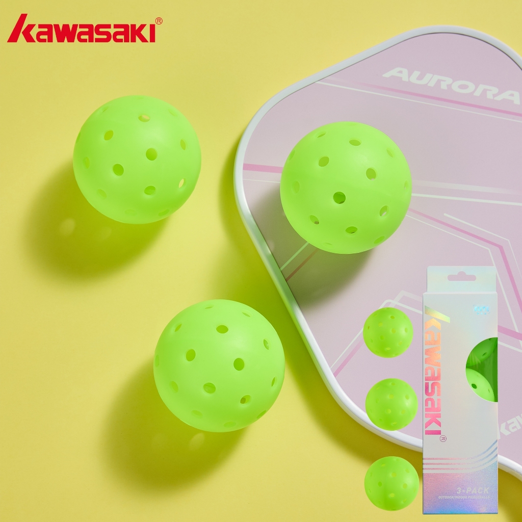 KAWASAKI คาวาซากิพิคบอล3ลูกกลางแจ้งค-40เรืองแสงสีเขียว(3แพ็ค)ไม่มีการสั่นสะเทือนที่มั่นคงตีกลับสุดทนทาน